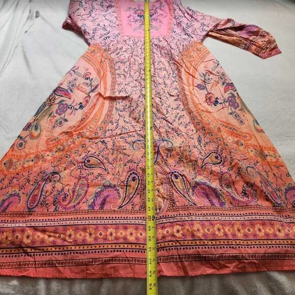 New S Farm Rio x Anthropologie long-sleeve pink floral printed maxi dress - Picture 11 of 12